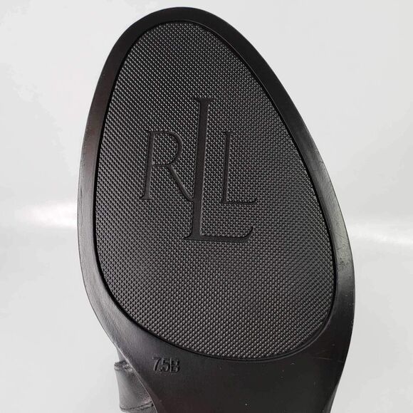 Lauren Ralph Lauren Boots Tall Women’s Black Leather Knee High Riding Size 7.5 - Picture 7 of 10